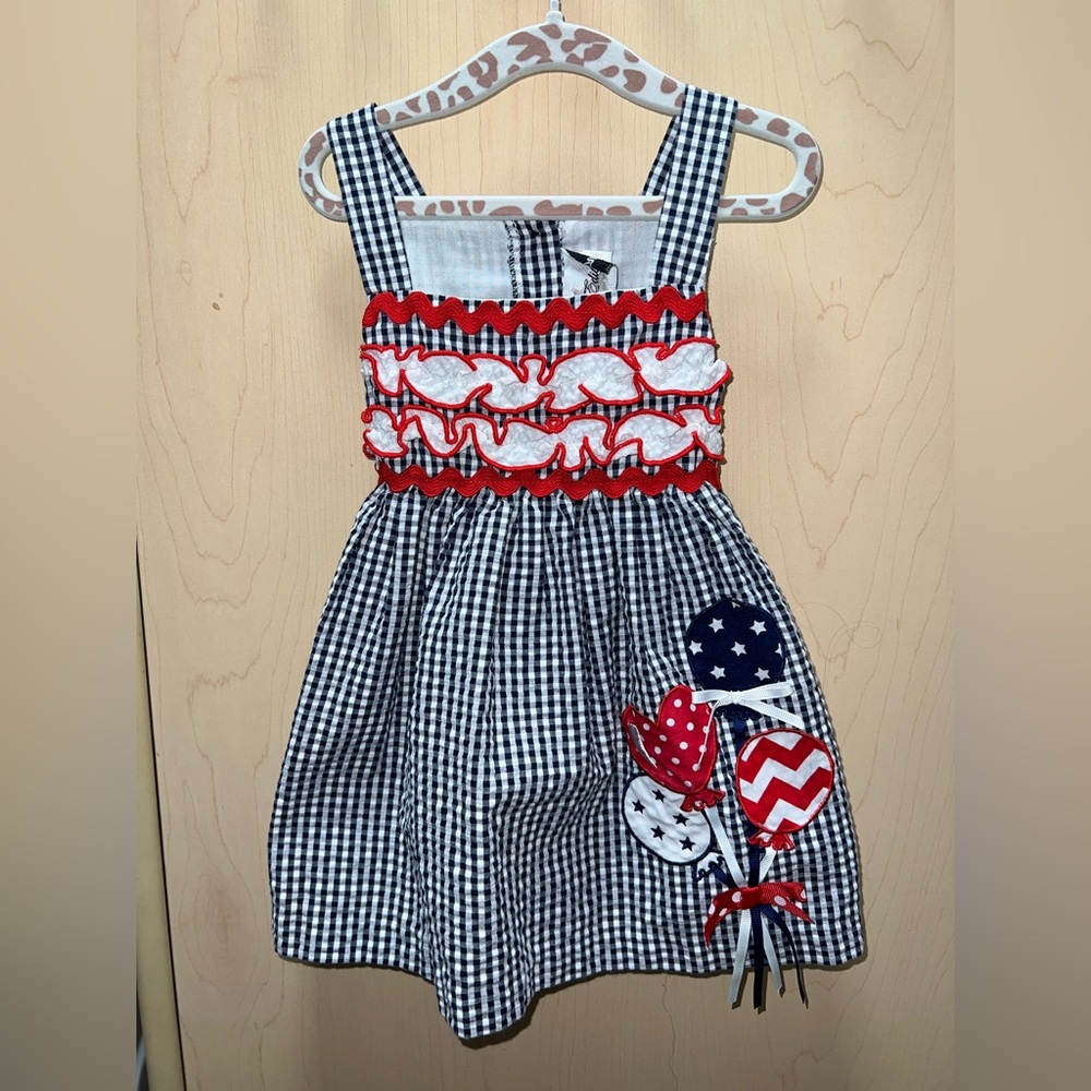Rare Editions Black White Gingham Dress  4th of July Veterans Day Memorial Day